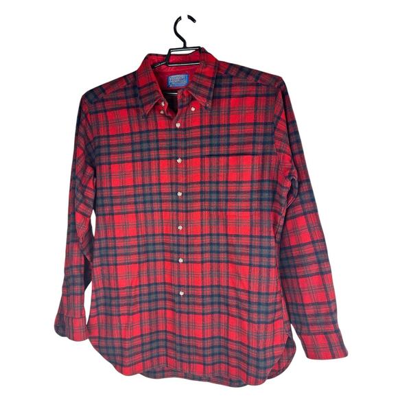 Pendleton Matheson Tartan Flannel Button Down Shirt Wool USA Red Plaid Large - Picture 3 of 10